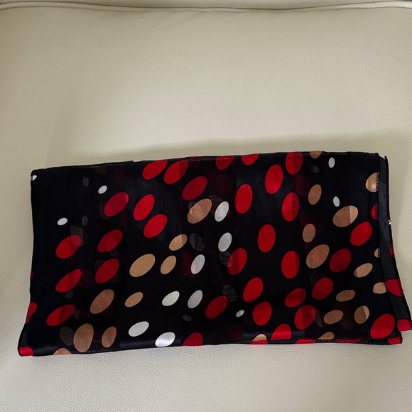 Polka Dot Scarf in Red and Black - Picture 8 of 9